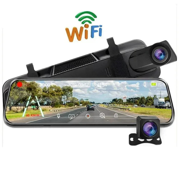 Pro 4K Mirror Dash Cam — 10'' Touch Screen, Dual Camera & 24H Parking Monitor