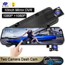 Mirror Dash Cam | 10 IPS Touch Screen | Dual 1080P Front & Rear | Night Vision | Streaming Rearview Mirror DVR
