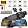 Pro 4K Mirror Dash Cam — 10 IPS Touch Screen, Dual Lens Front & Rear, Night Vision + AHD Backup Camera