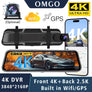 10" UHD 4K 2160P Car Dvr GPS WIFI Mirror Dash Cam Dual Lens Dashcam IPS Screen Camera Drive Recorder Stream RearView Mirror