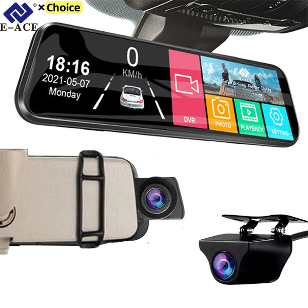A20P Smart Mirror Dash Cam | 10" Touch Screen | Dual 1080P | 24H Parking Monitor