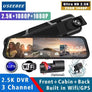 10 Inch 3 Channel 2.5K Car DVR WIFI GPS Three Way Dash Cam Car Camera Dashcam Stream RearView Mirror Black Box Drive Recorder