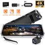 4K UHD Dual Dash Cam Front and Rear - 10" Touch Screen Mirror Camera with Night Vision, G-Sensor | 32GB SD Card Included (Gift)