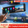 D90 11.26" 4G+64G 4G Android 14 AI Screen GPS Navigation Carplay Android AUTO Dual Lens Dash Cam RearView Mirror Video Recorder