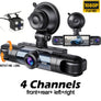 360° 4-Camera Dash Cam | 1080P Front + 720P Rear/Side | Night Vision, G-Sensor & 24H Parking Monitor