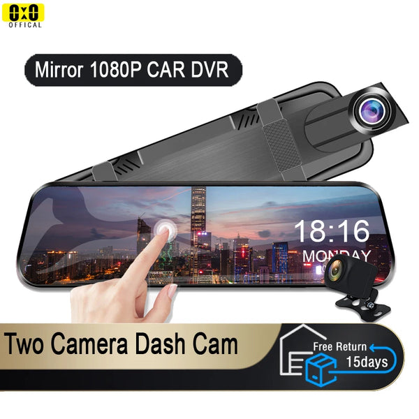 SmartView Mirror Dash Cam | Full HD 1080P Dual Camera | Touch Screen | Night Vision | Rearview DVR Black Box