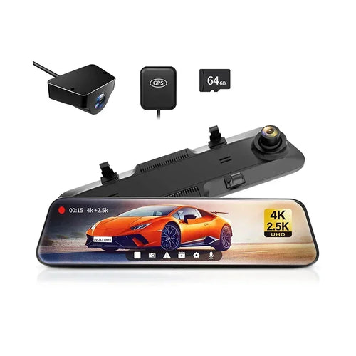 G900 Smart Mirror Dash Cam — 4K Front & 2.5K Rear | 12" IPS Touchscreen | GPS + Night Vision