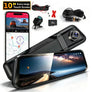 10"IPS Touch Screen Mirror Dash Cam Front and Rear, 4K Dual Recording, AHD Backup Camera,  With 5.8GHz WiFi, Night Vision, G-Sensor, With 32G Card. Limited Time