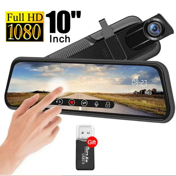 Smart Mirror Dash Cam – FHD 1080P | 170° Wide Angle | Night Vision | Touch Screen